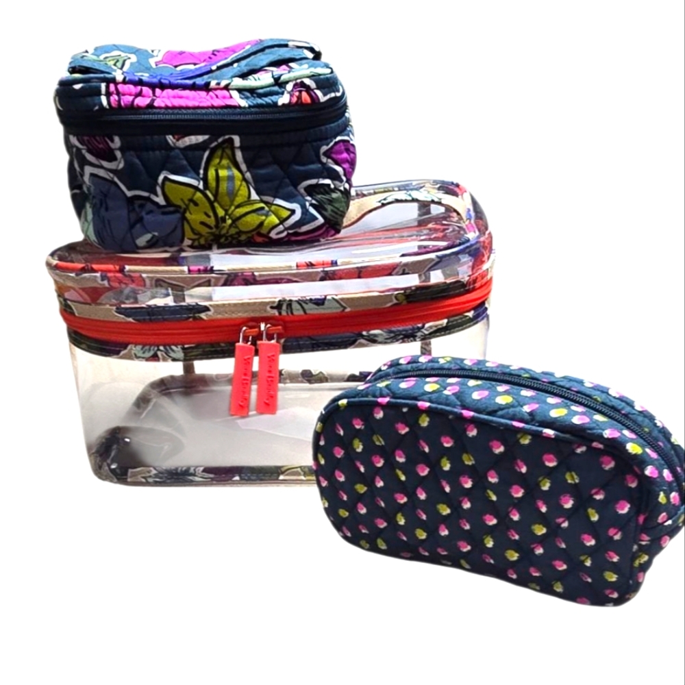 Vera Bradley Retired Floral Falling Flowers Pribt Cosmetic Bag Set